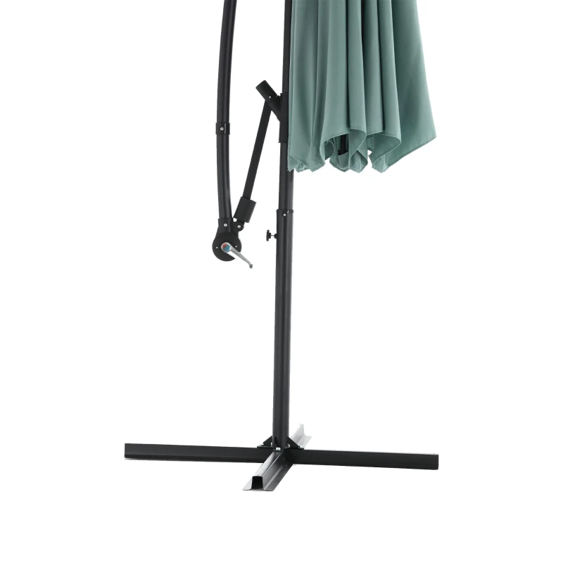 10ft Solar LED Offset Hanging Market Patio Umbrella with Enhanced Stability, Steel Frame, Easy Adjustment, 116" L x 116 W x 83" H, Light Green