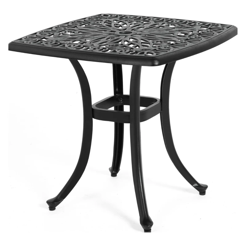 3-Piece Rustproof Cast Aluminum Bistro Set with 2 Chairs and 1 Round Table, Foot Caps, Weather Resistant Outdoor Patio Furniture, Black