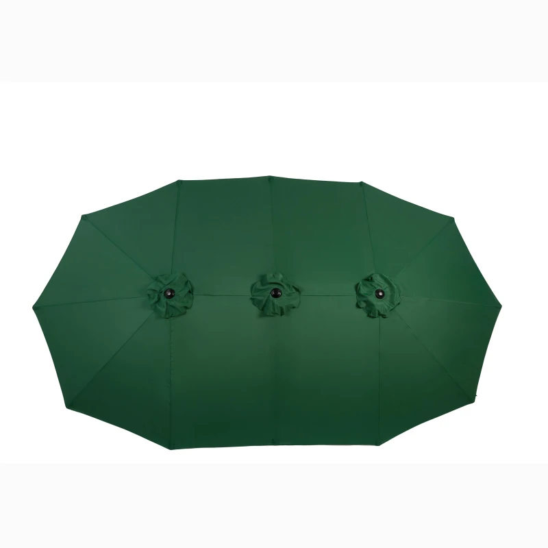 14.8ft Double-Sided Outdoor Patio Umbrella with Crank System, Steel Frame, Large Rectangular, 178.5" L x 105" W x 100.5" H, Dark Green