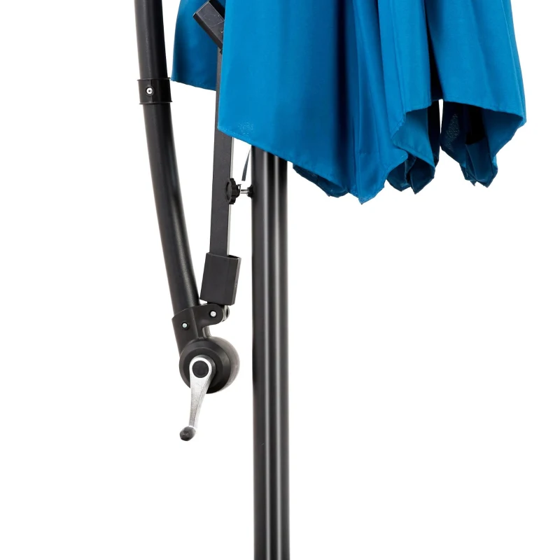 10ft Offset Hanging Market Patio Umbrella with Easy Tilt Adjustment, Polyester Shade, 8 Steel Ribs, 116" L x 116" W x 98.5" H, Dark Blue