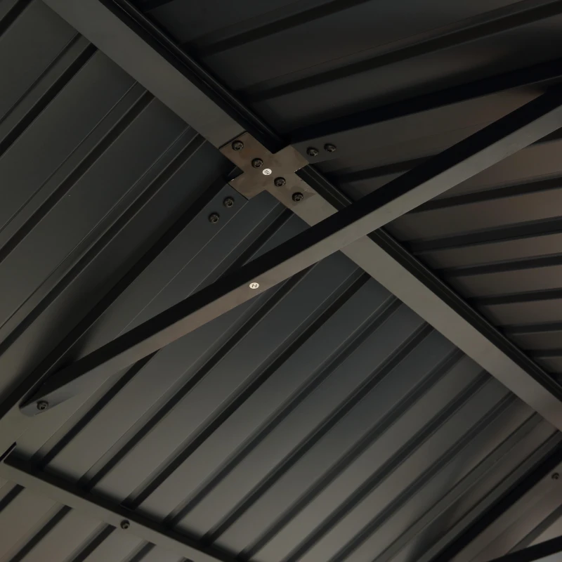 Fir Wood Carport Pavilion Gazebo with Steel Roof, All Weather Protection, Heavy-Duty Wooden Frame, 139" L x 117" W x 104" H, Light Brown