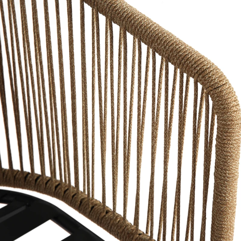 Set of 2 Outdoor Bar Stools with Armrests and Backrest, Steel Frame, All Weather Rattan Bar Chairs with Footrest, 23" L x 17.5" W x 44" H, Gray