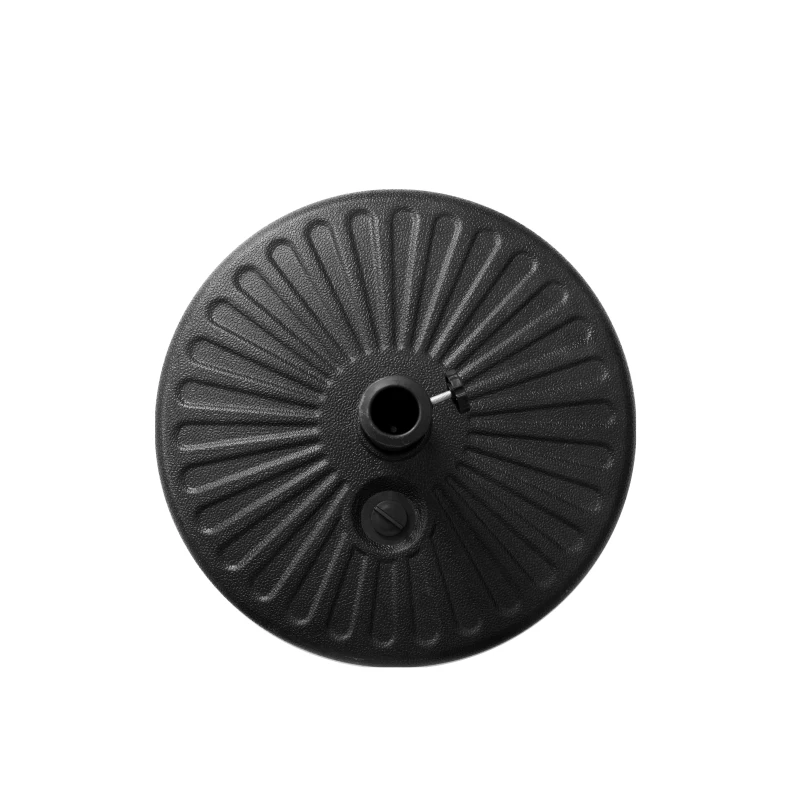Round Umbrella Base with High-Density Polyethylene Plastic, Fits Various Umbrellas with Adjustable Knobs, 19.5" L x 19.5" W x 12" H, Black
