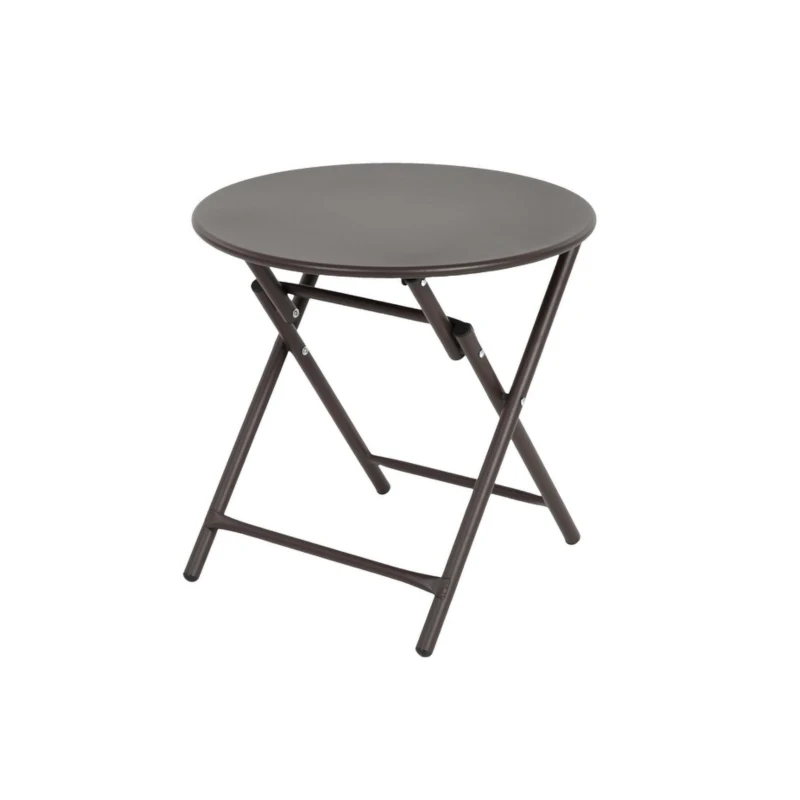 3-Piece Patio Set with 2 Chairs and 1 Table, Outdoor Dining Set with Breathable Textilene Fabric Chairs, Folding Steel Table, Brown