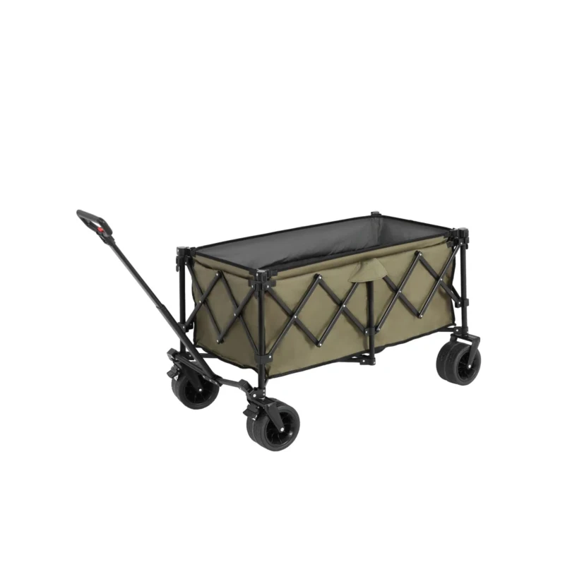 Collapsible Beach Wagon with All-Terrain Wheels, Quick Setup and Folding Utility Cart with Drink Holders, 43" L x 21" W x 32.5" H, Army Green