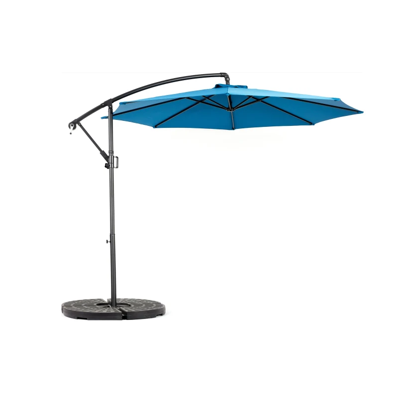 10ft Offset Hanging Market Patio Umbrella with Easy Tilt Adjustment, Polyester Shade, 8 Steel Ribs, 116" L x 116" W x 98.5" H, Dark Blue