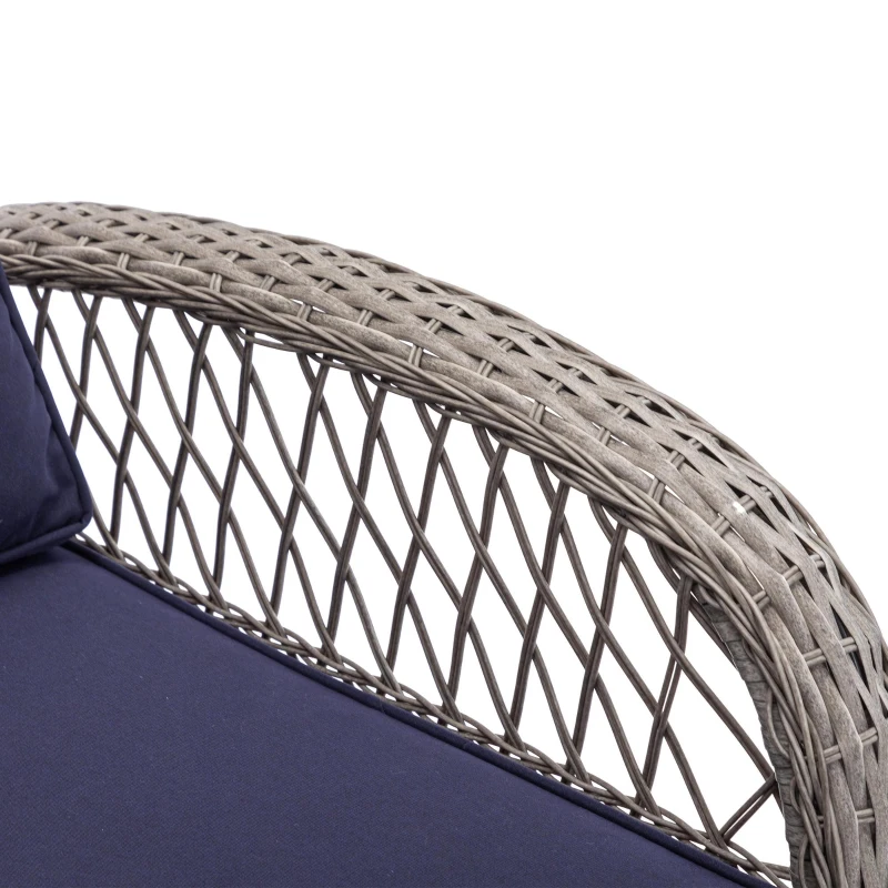 3-Piece Outdoor Swivel Rocker Patio Chairs Set with Tempered Glass Coffee Table, 360° Rocking Conversation Set with Thick Cushions, 29" L x 25" W x 34" H, Navy Blue