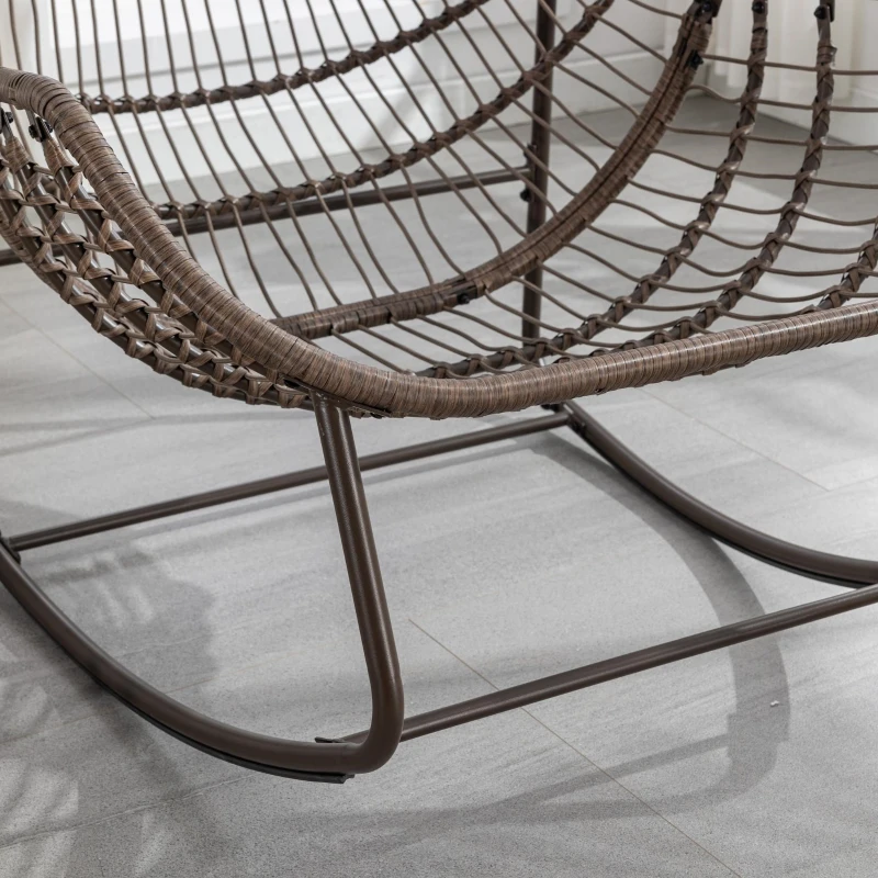 Outdoor Rattan Rocking Chair with Padded Cushion, Oversized Recliner Rocker for Porch, Patio, Living Room, Garden, 44" L x 37" W x 31.5" H, Olive