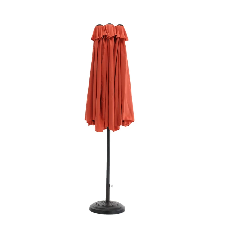 14.8 ft Double-Sided Outdoor Patio Umbrella with Steel Frame, Large Rectangular with Convenient Crank System, 178.5" L x 105'' W x 100.5" H, Orange