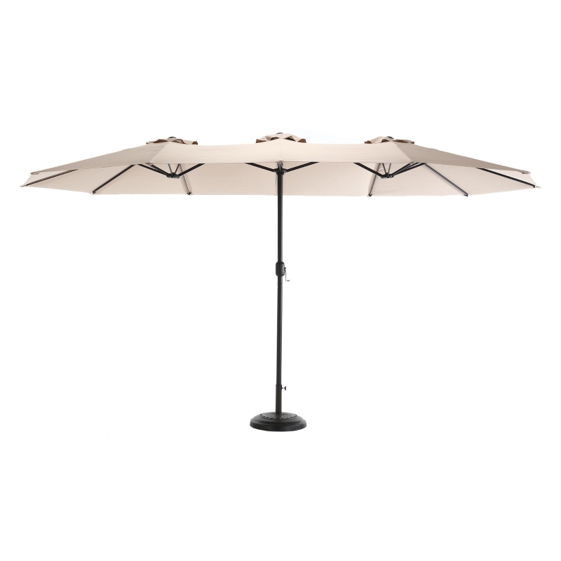 14.8 ft Double-Sided Outdoor Patio Umbrella with Convenient Crank System, Large Rectangular Design with Sturdy Steel Frame, 178.5" L x 105'' W x 100.5" H, khaki