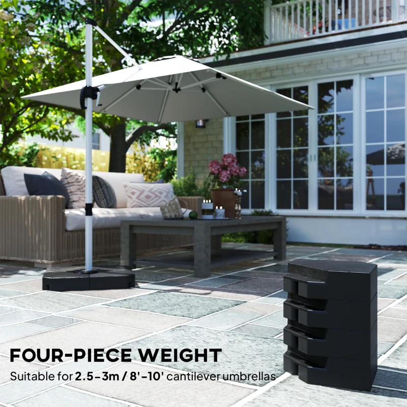 Outsunny Offset Umbrella Base Outdoor Umbrella Weights, 132 lb. Capacity Water or 176 lb. Capacity Sand, Black