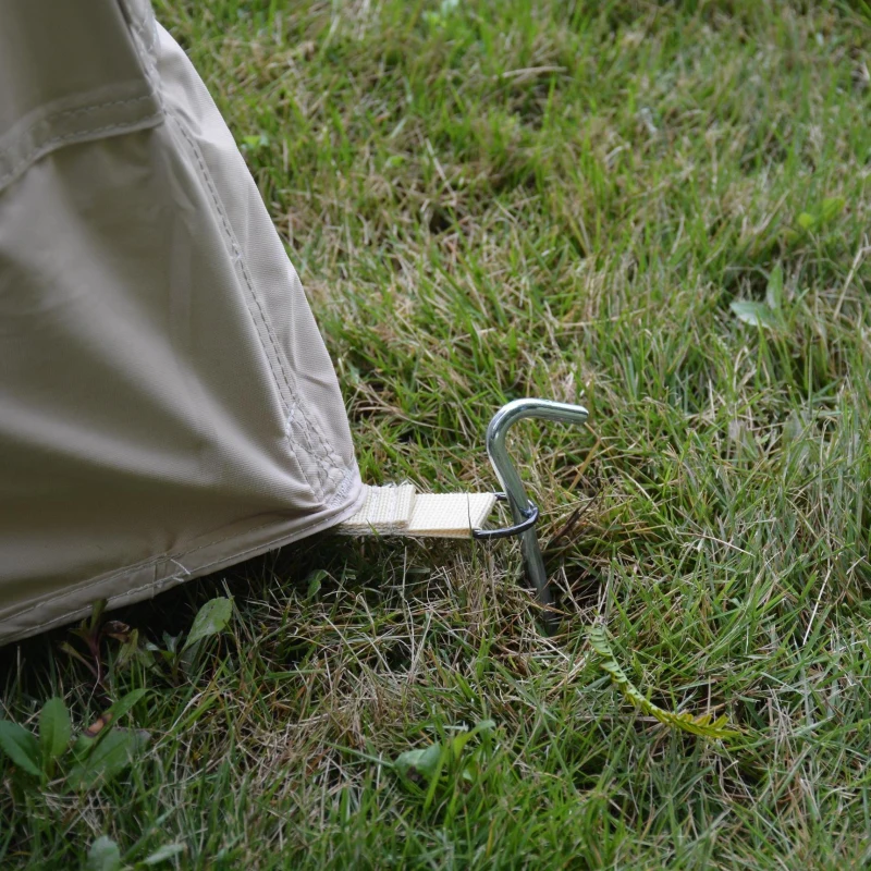 Inflatable Camping Tent with Canopy, Hand Pump, Waterproof and Windproof Air Glamping Tent for 7-8 People, 157.5" L x 118" W x 94.5" H, Beige