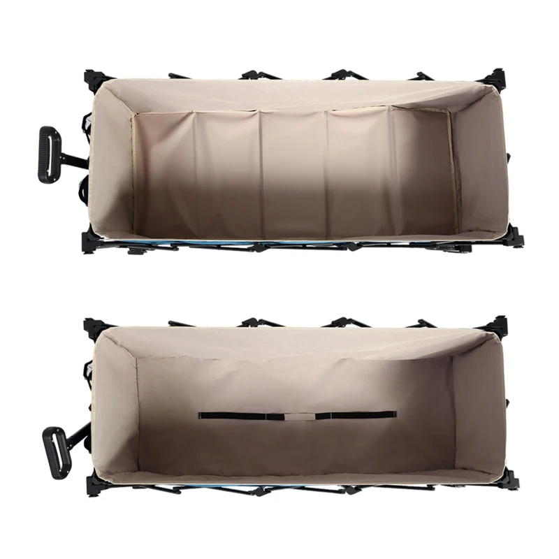 Foldable Extended Wagon with Big All-Terrain Beach Wheels, Folding Utility Garden Cart with Drink Holders, 53.5" L x 21" W x 40.5" H, Blue