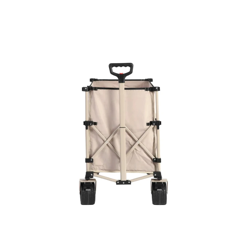 Collapsible Beach Wagon with Big All-Terrain Wheels, Quick Setup and Folding Utility Garden Cart with Drink Holders, 43" L x 21" W x 32.5" H, Beige