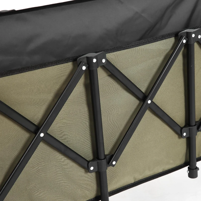 Foldable Extended Wagon with All-Terrain Wheels, Drink Holders, Heavy Duty 300L Folding Utility Cart, 53.5" L x 21" W x 40.5" H, Army Green