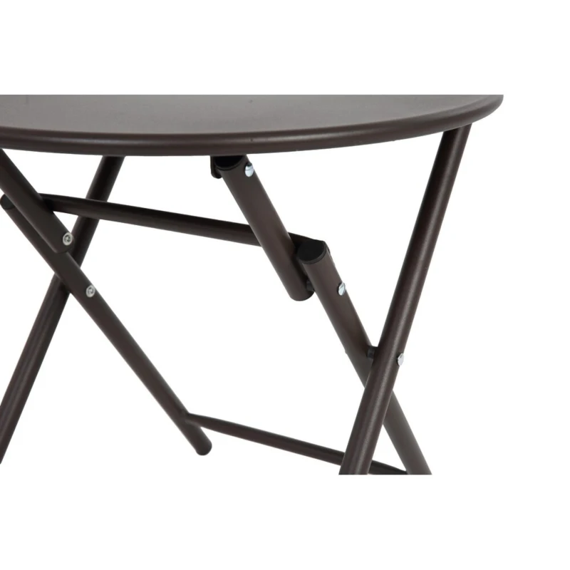 3-Piece Patio Set with 2 Chairs and 1 Table, Outdoor Dining Set with Breathable Textilene Fabric Chairs, Folding Steel Table, Brown