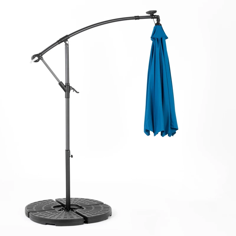 10ft Solar LED Offset Hanging Market Patio Umbrella with Easy Adjustment, Durable Steel Frame, 116" L x 116" W x 98.5" H, Dark Blue