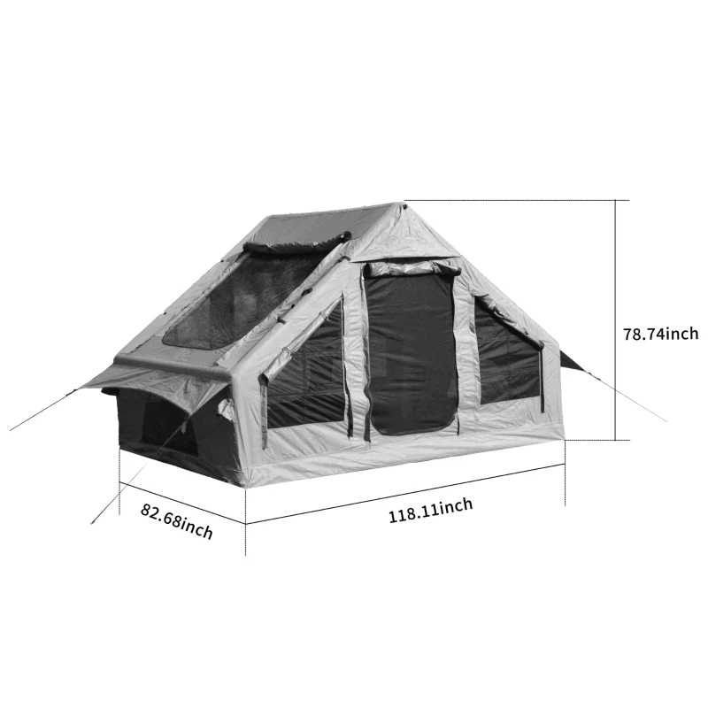 Inflatable Camping Tent with High Performance Structure, Stove Jack, 4-Season Glamping Tent for 4-6 Persons, 118" L x 82.5" W x 79" H, Beige