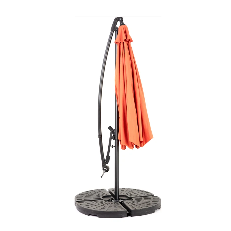10ft Offset Hanging Market Patio Umbrella with Polyester Shade, 8 Steel Ribs, Easy Tilt Adjustment, 116" L x 116" W x 98.5" H, Orange