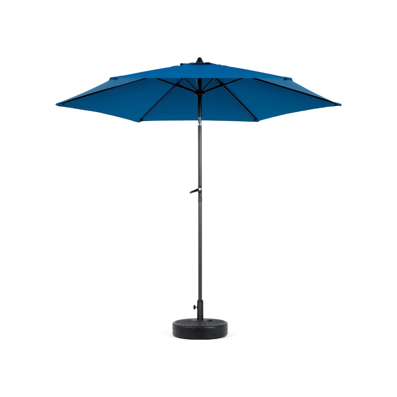9ft Outdoor Patio Umbrella with Push Button Tilt, Crank, Market Umbrella with 6 Steel Ribs, Base Not Included, 104" L x 104" W x 98.5" H, Dark Blue