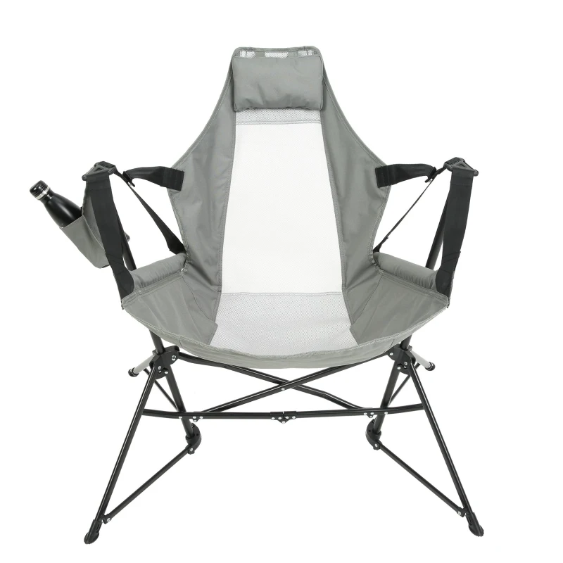 Steel Folding Hammock Camping Chair with Portable Rocking Design, Sturdy and Durable, Supports Up to 250 lbs, 35"L x 38"W x 42"H, Gray