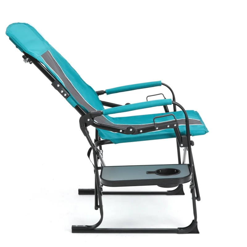 Camping Director's Chair with Side Table and Pocket, Steel Frame, Heavy Duty Oversized Portable Folding Chair, 25" L x 27.5" W x 43.5" H, Blue