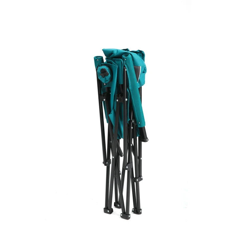 High Back Heavy Duty Lawn Chair with Cup Holder, Portable Collapsible Chair, Supports 250 lbs, Steel Frame, 22.5" L x 25.5" W x 41" H, Blue