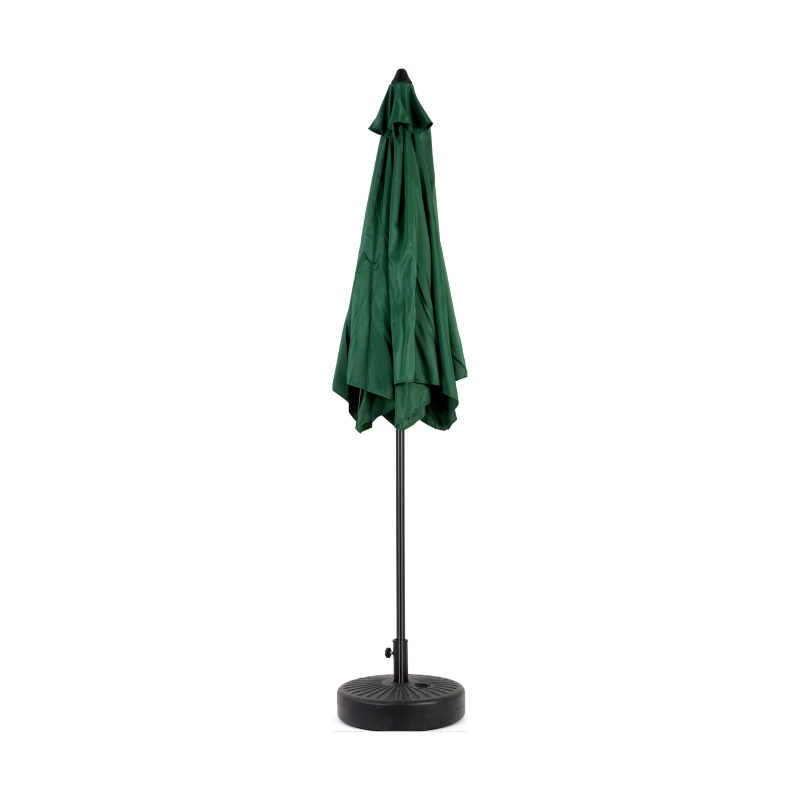 9ft Outdoor Patio Umbrella with Push Button Tilt and Crank, 6 Sturdy Steel Ribs, Base Not Included, 104" L x 104" W x 98.5" H, Dark Green