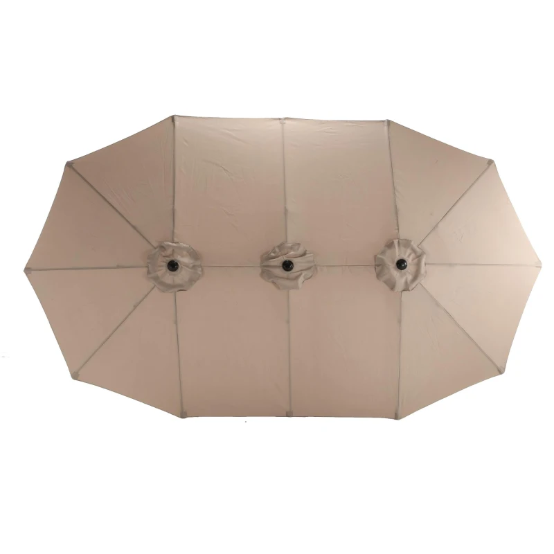14.8 ft Double-Sided Outdoor Patio Umbrella with Convenient Crank System, Large Rectangular Design with Sturdy Steel Frame, 178.5" L x 105'' W x 100.5" H, khaki