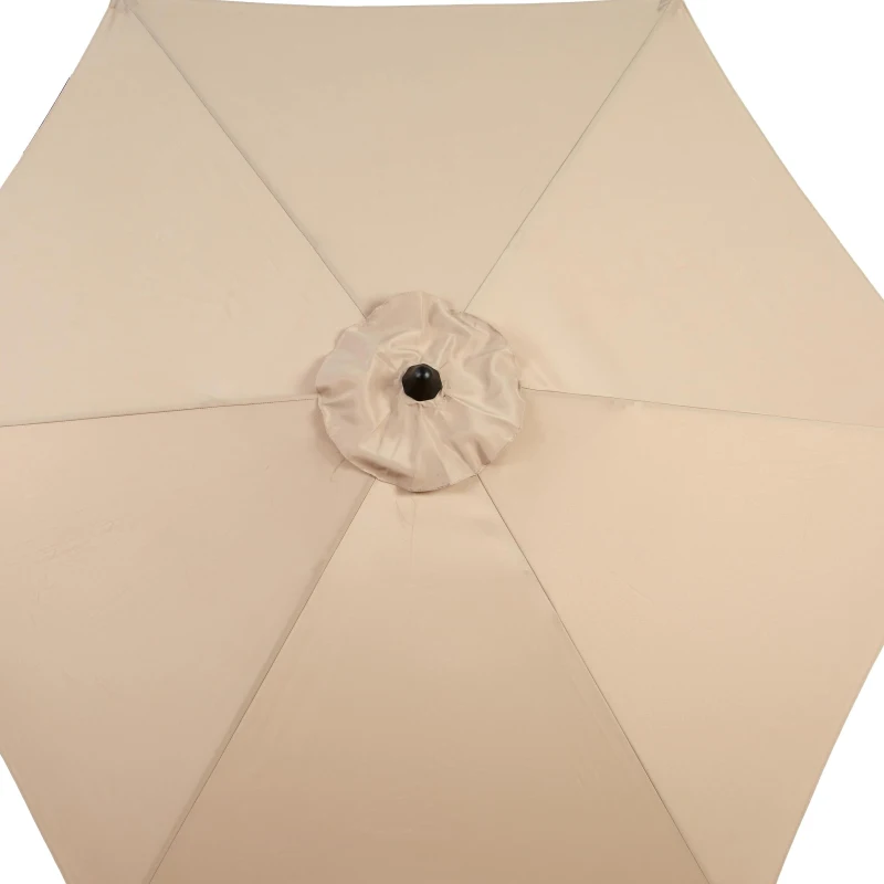 9ft Outdoor Patio Umbrella with Push Button Tilt and Crank, 6 Steel Ribs, Market Umbrella for Pool, Garden, 104" L x 104" W x 98.5" H, Khaki