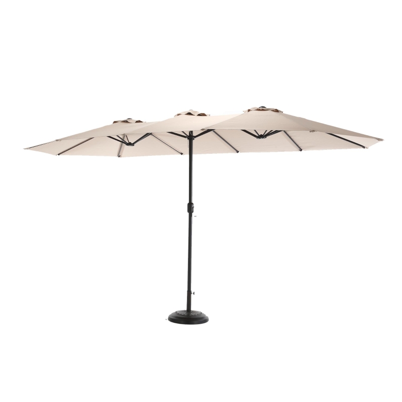 14.8 ft Double-Sided Outdoor Patio Umbrella with Convenient Crank System, Large Rectangular Design with Sturdy Steel Frame, 178.5" L x 105'' W x 100.5" H, khaki