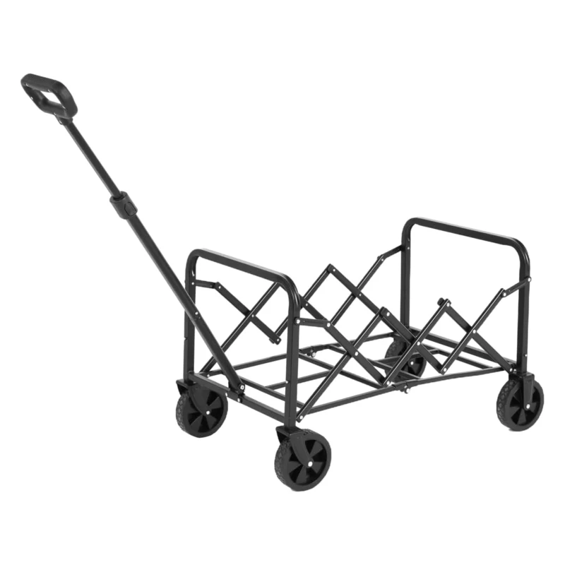 Lightweight Portable Folding Beach Wagon with Wheels, Large Capacity, Utility Cart for Camping, Shopping, 26" L x 16" W x 17.5" H, Army Green