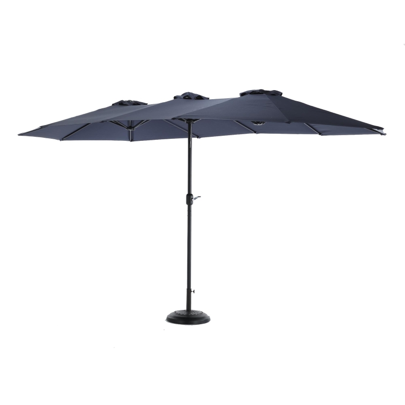 14.8 ft Double-Sided Outdoor Patio Umbrella with Steel Frame, Large Rectangular Design with Convenient Crank System, 178.5" L x 105'' W x 100.5" H, Navy Blue