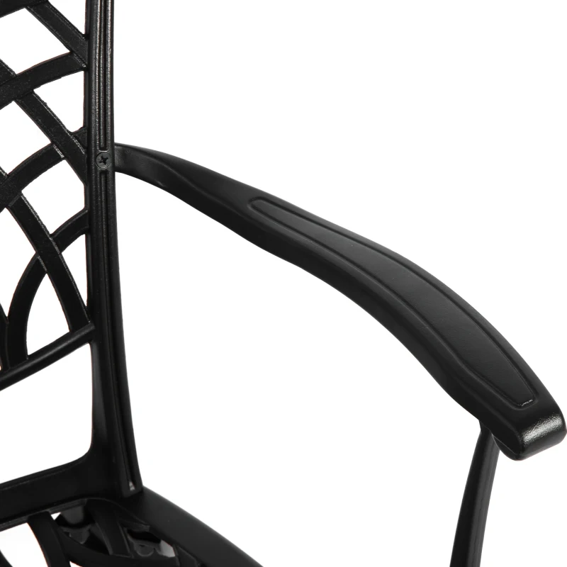 3-Piece Patio Bistro Set with Umbrella Hole, Environmental Protection Coating, All-Weather Cast Aluminum Table and Chairs for Garden, Black