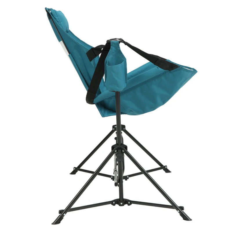 Set of 2 Hammock Camping Chair with Adjustable Back, Cup Holder, Carry Bag, Folding Portable Chairs with Pillow, 35" L x 38" W x 42" H, Blue