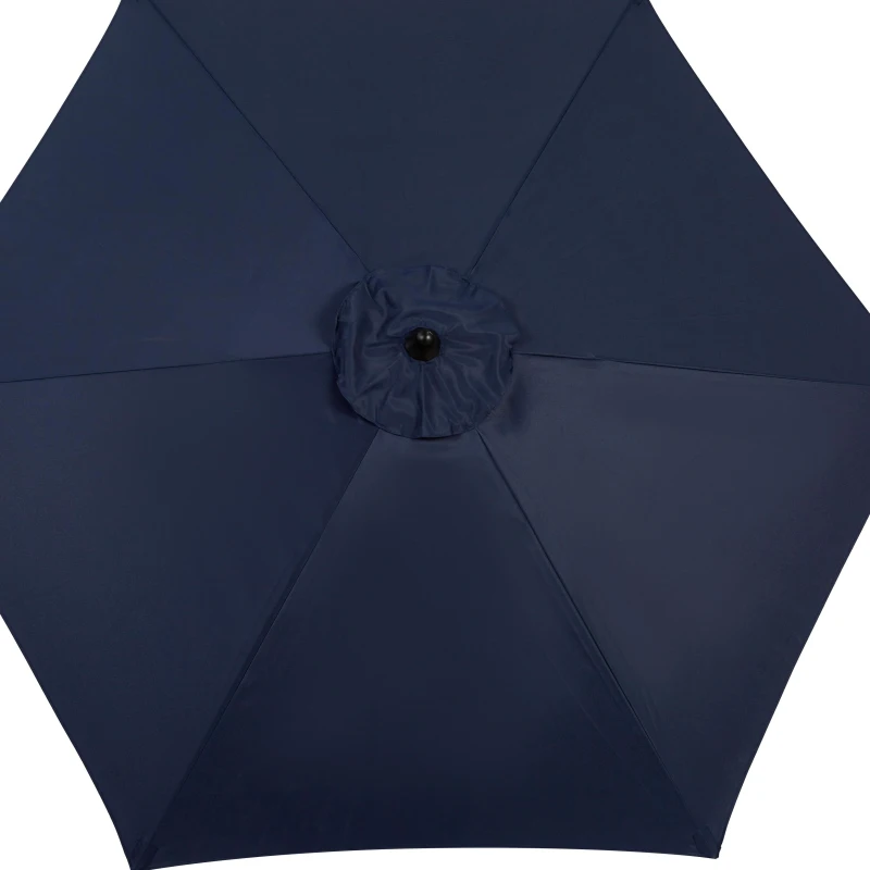 9ft Outdoor Patio Umbrella with Push Button Tilt and Crank, Market Umbrella with 6 Steel Ribs, 104" L x 104" W x 98.5" H, Navy Blue