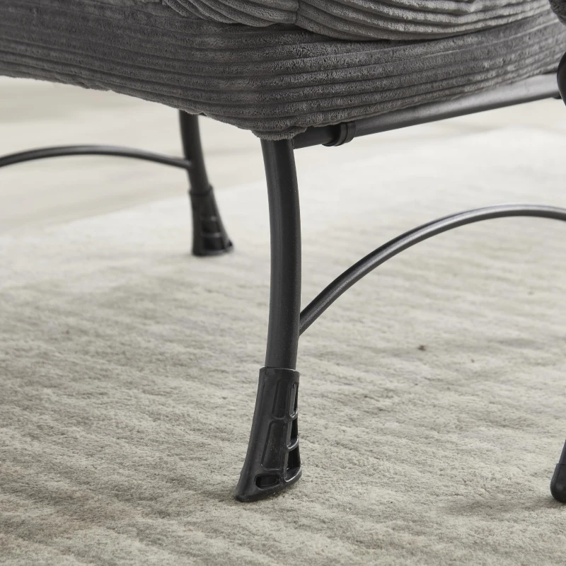 Ergonomic Lounge Accent Chair with Ottoman, Armrests and Side Pocket, Modern Lazy Chair with Steel Frame, 31.5" L x 25" W x 37.5" H, Gray