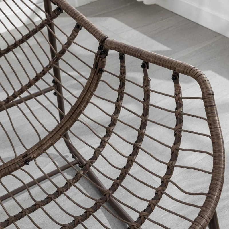 Outdoor Rattan Rocking Chair with Padded Cushion, Hand-Woven Recliner, Ergonomic Design, Steel Frame, 44" L x 37" W x 31.5" H, Orange