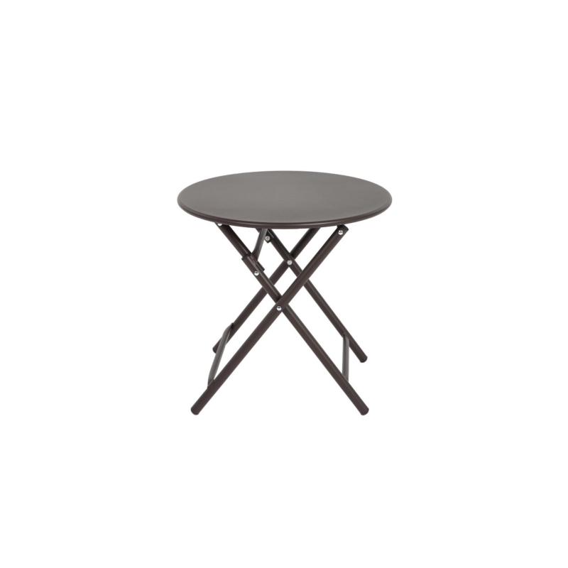 3-Piece Patio Set with 2 Chairs and 1 Table, Outdoor Dining Set with Breathable Textilene Fabric Chairs, Folding Steel Table, Brown