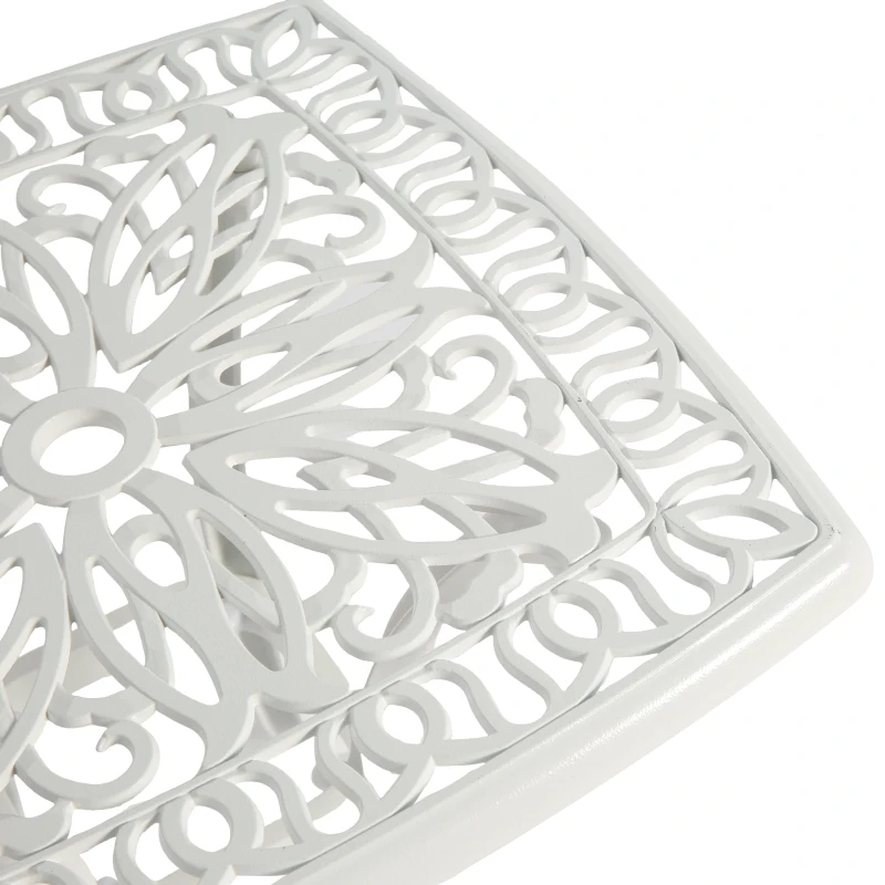 3-Piece Bistro Set with Cushions, Includes 2 Chairs and 1 Round Table, Rustproof Cast Aluminum Patio Furniture for Garden, Patio, Balcony, White