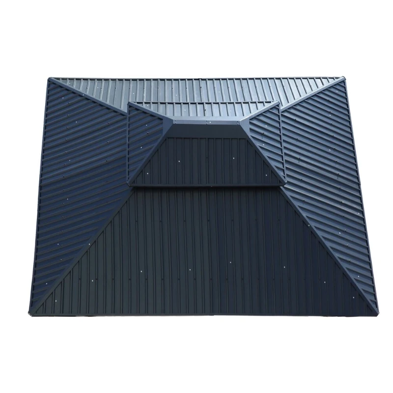 Fir Wood Carport Pavilion Gazebo with Double Roof, Netting for Patio, Wooden Coated Steel Frame Canopy, 142" L x 116" W x 116" H, Light Brown