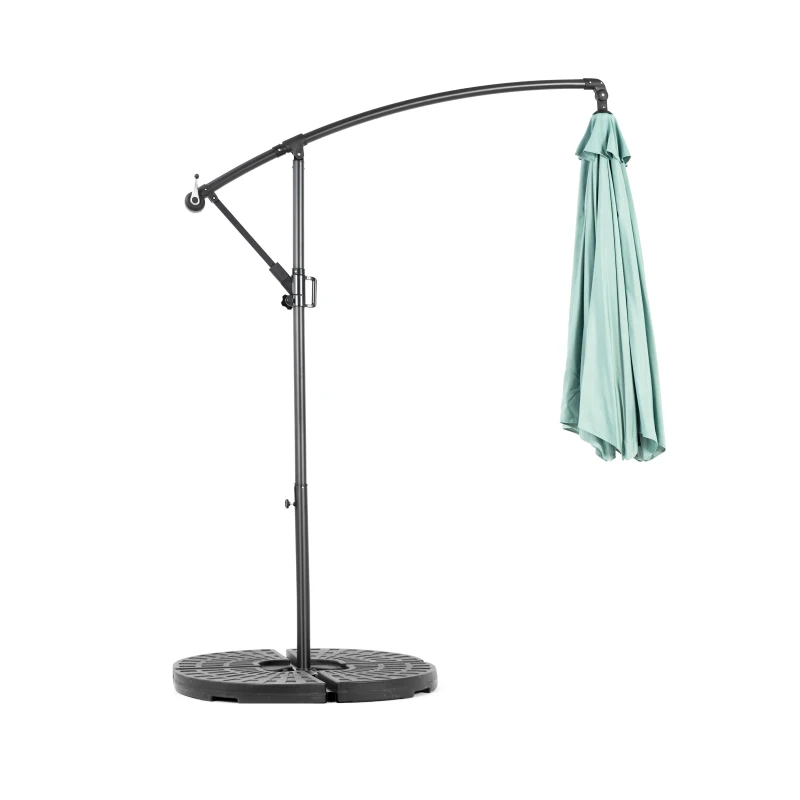 10ft Offset Hanging Market Patio Umbrella with Easy Tilt Adjustment, Polyester Shade, 8 Steel Ribs, 116" L x 116" W x 98.5" H, Light Green