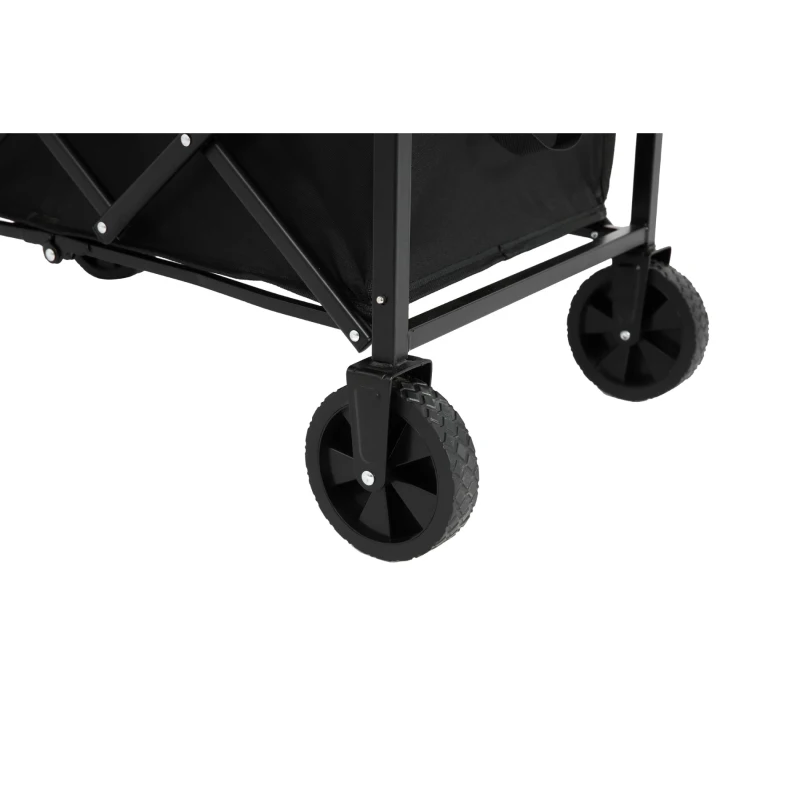 Lightweight Portable Heavy Duty Folding Beach Wagon with Wheels, Outdoor Utility Cart for Sports, Garden, 26" L x 16" W x 17.5" H, Black