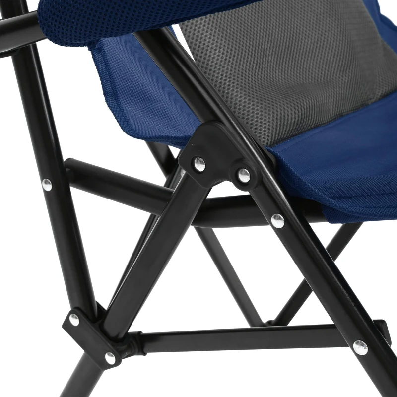 High Back Heavy Duty Lawn Chair with Cup Holder, Portable Collapsible Chair, Supports 250 lbs, Steel Frame, 22.5" L x 25.5" W x 41" H, Navy Blue