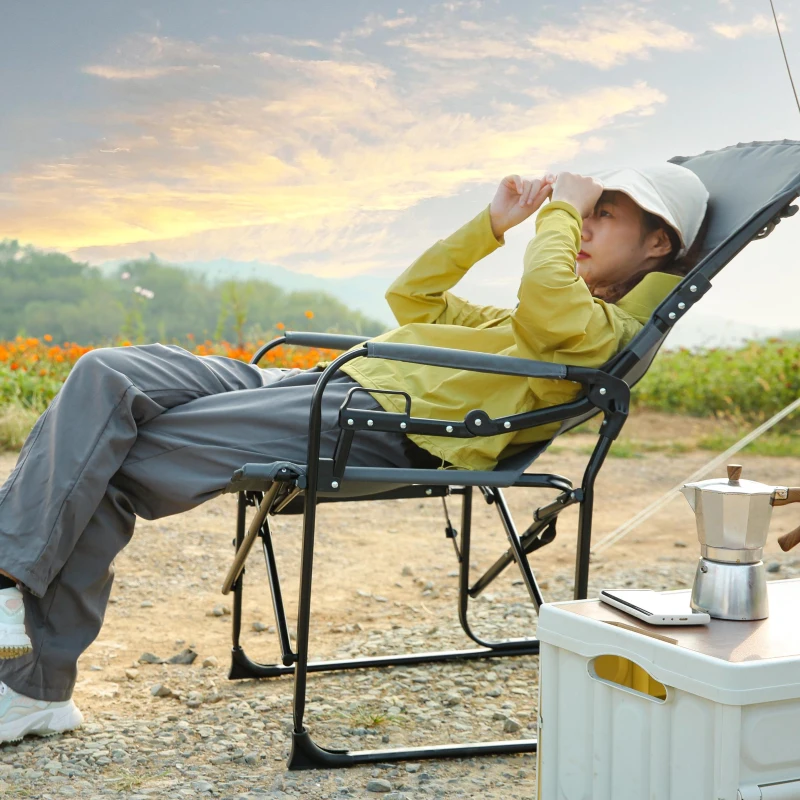 Camping Director's Chair with Side Table and Pocket, Steel Frame, Heavy Duty Oversized Portable Folding Chair, 25" L x 27.5" W x 43.5" H, Gray