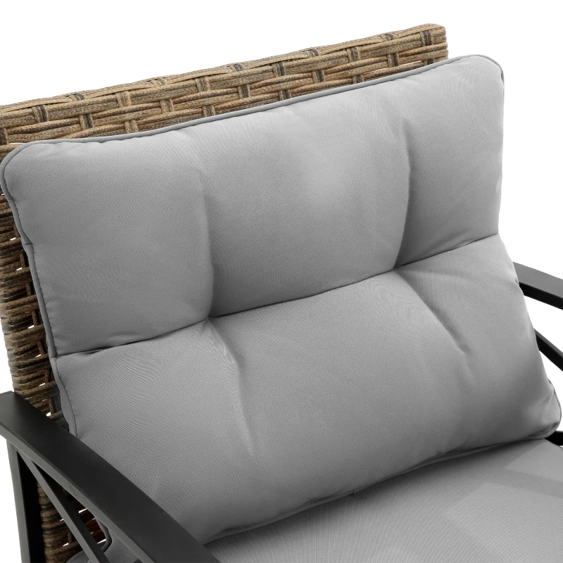 4-Piece Patio Sectional Sofa Set with Cushions and Steel Table, Outdoor Rattan Wicker Conversation Set , 47.5" L x 29.5" W x 31.5" H, Gray