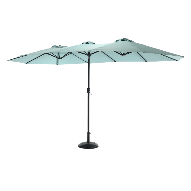 14.8 Ft Double Sided Outdoor Umbrella with Crank and Steel Frame, Large Rectangular Patio Shade, Perfect for Backyard and Poolside, 178.5" L x 105'' W x 100.5" H, Light Green