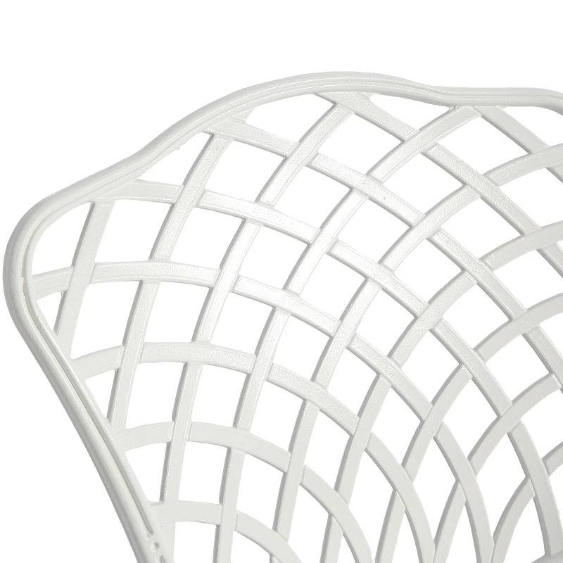 3-Piece Bistro Set with Cushions, Includes 2 Chairs and 1 Round Table, Rustproof Cast Aluminum Patio Furniture for Garden, Patio, Balcony, White