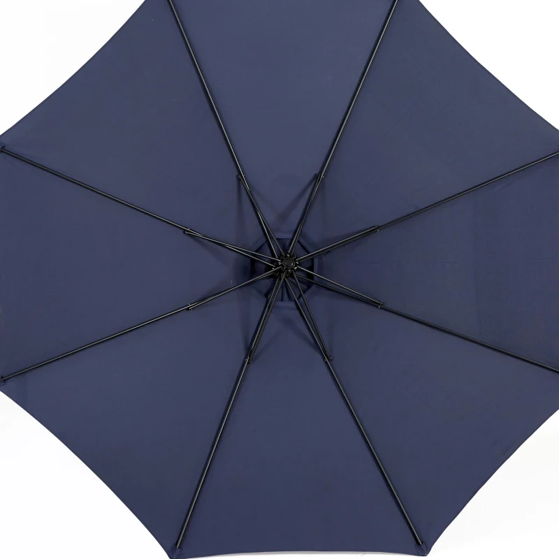 10ft Offset Hanging Market Patio Umbrella with Easy Tilt Adjustment, Polyester Shade, 8 Steel Ribs, 116" L x 116" W x 98.5" H, Navy Blue