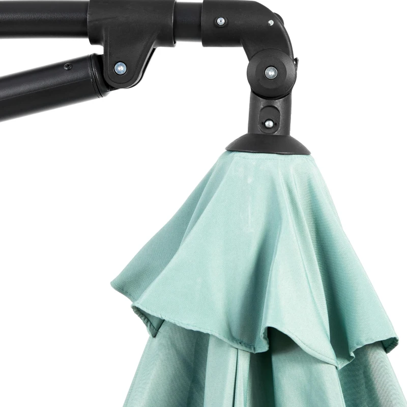 10ft Offset Hanging Market Patio Umbrella with Easy Tilt Adjustment, Polyester Shade, 8 Steel Ribs, 116" L x 116" W x 98.5" H, Light Green